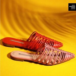 Farm rio inspired macrame flat mules